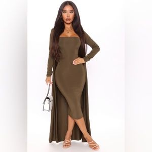 Still Fallin' For Him Dress Set - Olive